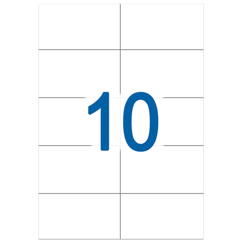 Этикетка самоклеящаяся 105х57 мм, 10 этикеток, белая, 65 г/м2, 50 л., STAFF