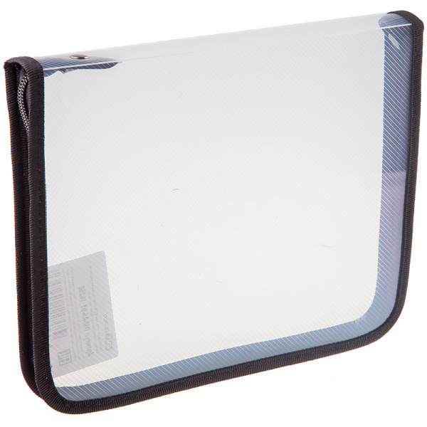 Папка для тетрадей 1 отделение, А5, ArtSpace прозрачная/черная, пластик, молния вокруг