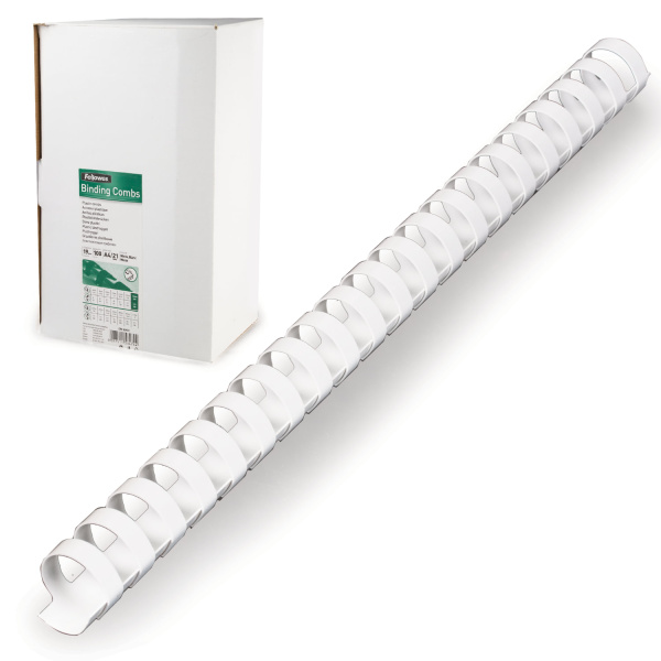 Пружины пласт. д/переплета, КОМПЛЕКТ 100шт, 19мм (для сшивания 121-150л), белые, FELLOWES, FS-53474