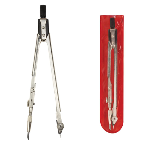 Циркуль для старших классов и студентов, 155 мм, стальной, никелированный, чехол ПВХ, ЦЧ-70-10