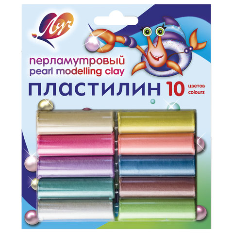 Пластилин перламутровый ЛУЧ "Перламутрики", 10 цветов, 132 г, блистер 21С 1382-08