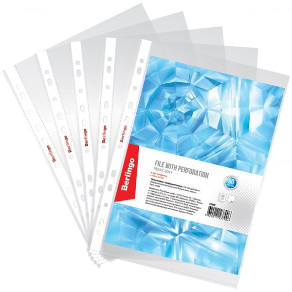 Папка-вкладыш с перфорацией Berlingo, А4, 90мкм, глянцевая