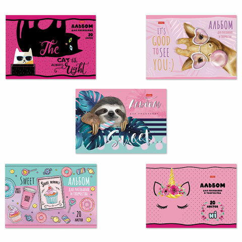 Альбом для рисования А4 20 л., скоба, обложка картон, HATBER, 205х290 мм, "Сделано с любовью", 20А4В