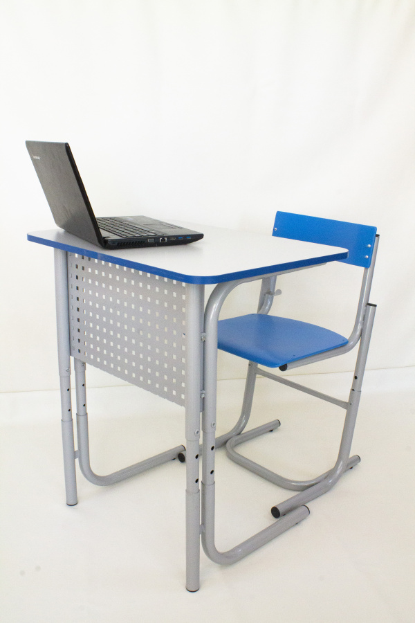 Стул регулируемый 5-7 гр., кр.тр. (Спинка и сиденье синие, м/к серый)