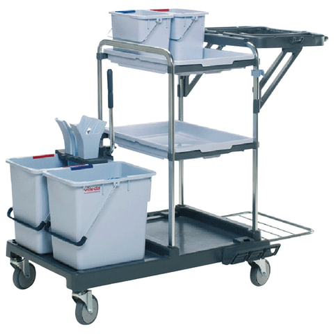 Тележка уборочная VILEDA "Ориго 100FХ", ведра 2х25 л, 2х6 л, туннельный отжим, 2 лотка, держатель му