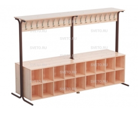 Вешалка напольная (со стеллажом) 36 мест. Размеры: 2336х862х1600