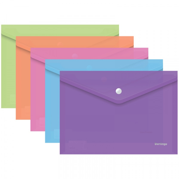 Папка-конверт на кнопке Berlingo "Starlight", А5+, 180мкм, ассорти OBk_05101