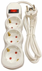 Удлинитель У10-003 3 розетки, с заземлением, 10 А, 1,8 м, белый, 7032