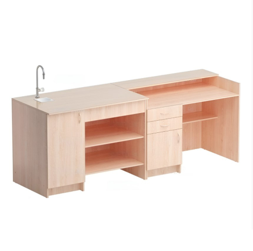 Стол демонстрационный для химии 2400*750*880, корпус - ольха, столешница - клен, М178Х Стол демонстрационный для химии 2400*750*880, корпус - ольха, столешница - клен, М178Х