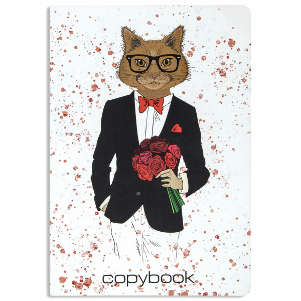 Тетрадь 40л. BRAUBERG, клетка, обложка SoftTouch, бежевая бумага 70 г/м2, сшивка, MISTER CAT