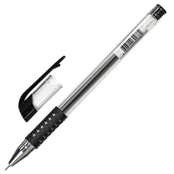 Ручка гелевая с грипом STAFF Basic Needle GP-679, ЧЕРНАЯ, игольчатый узел 0,5мм, лин. 0,35мм, 143679