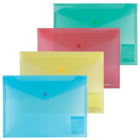 Папка-конверт с кнопкой прозрачная ERICH KRAUSE "Envelope Folder" C6, цвет ассорти, 0,14мм, 50055 Папка-конверт с кнопкой прозрачная ERICH KRAUSE "Envelope Folder" C6, цвет ассорти, 0,14мм, 50055