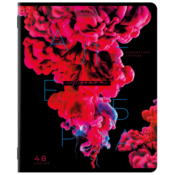 Тетрадь предметная PIGMENT 48л, глянцевый УФ-лак, АЛГЕБРА, клетка, подсказ, BRAUBERG