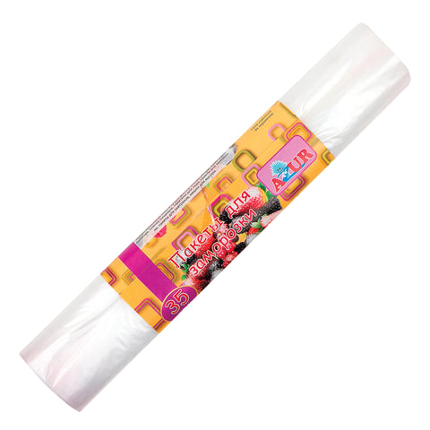 Пакеты фасовочные, комп 35 шт, ПВД, 20х30 см (3 л), 22 мкм, для заморозки, YORK AZUR, рулон, 917210 