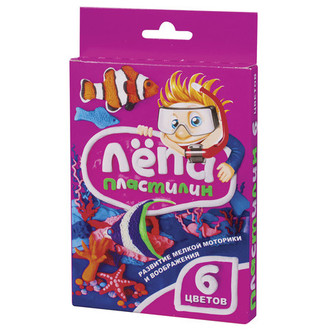 Пластилин классический GLOBUS "Лёпа", 6 цветов, 120 г, со стеком, картонная упаковка, ПЛ6-01