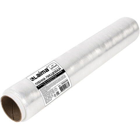Пленка пищевая ПЭ 300 мм х 100 м, гарантированная длина, белая, 6 мкм, вес 0,23 кг +-5%, ЛАЙМА