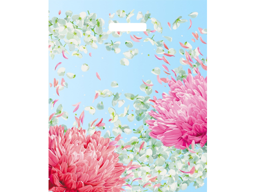 Пакет ПЭ с вырубной ручкой 38х45+3 (50) глянец  (Цветущий сад) Россия