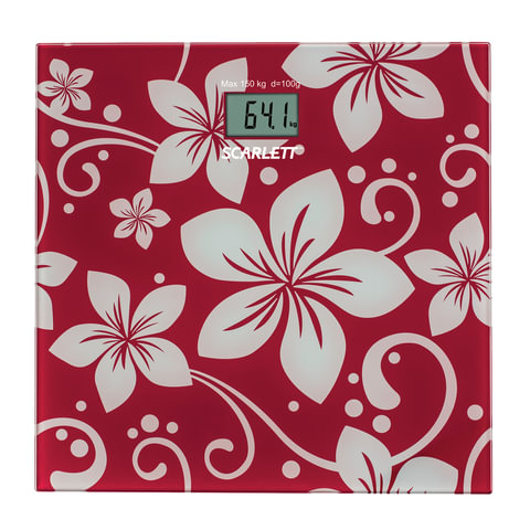 Весы напольные SCARLETT SC-BS33E088, электронные, макс нагрузка 150кг, квадрат, стекло с рисунком