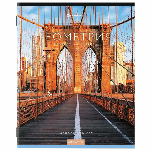 Тетрадь предметная КЛАССИКА NEW 48л, обложка картон, ГЕОМЕТРИЯ, клетка, подсказ, BRAUBERG