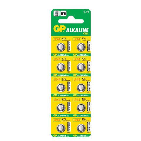 Батарейка GP (Джи-Пи) Alkaline A76(G13, LR44), 1 штука в блистере,  1,5В, A76-BC10