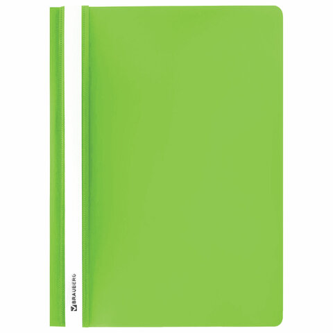 Папка-скоросшиватель пластик. BRAUBERG, А4, 130/180 мкм, салатовый