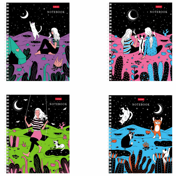 Тетрадь 80л. клетка на спирали HATBER, обложка картон, "Дотянуться до небес" (4 вида в спайке)