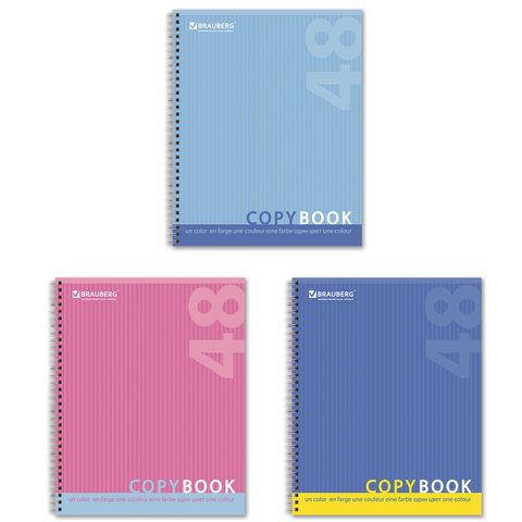 Тетрадь 48л. клетка BRAUBERG "Pro", на спирали, обл. мел.карт. One Colour (Один цвет) (4 вида)