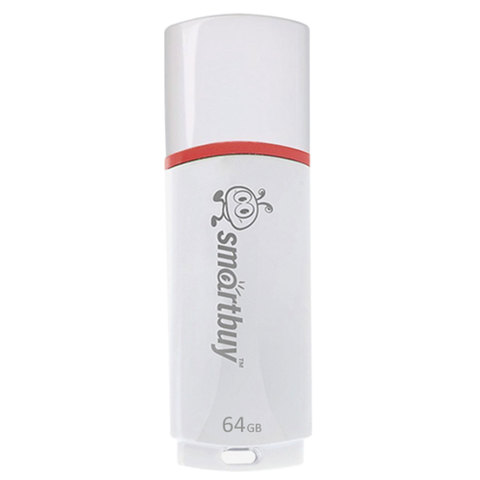 Флэш-диск 64 GB, SMARTBUY Crown, USB 2.0, белый, SB64GBCRW-W 