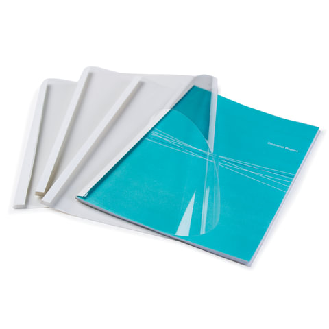 Обложки для термопереплета FELLOWES, компл 100 шт., А4, 8 мм, 61-80 л., верх - прозр ПВХ, низ-картон