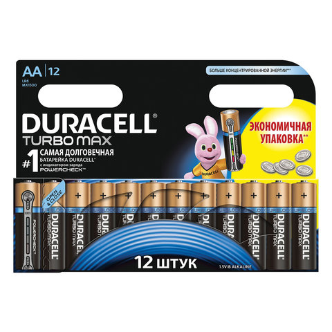 Батарейки DURACELL TurboMax AA LR6, Alkaline, 12шт, в блистере, 1.5В (шк4159)