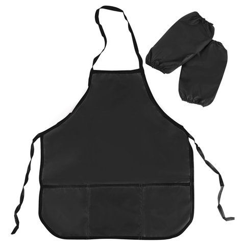 Фартук для труда и занятий творчеством ПИФАГОР с нарукавниками, с карманом, черный, 44х55 см, 227244