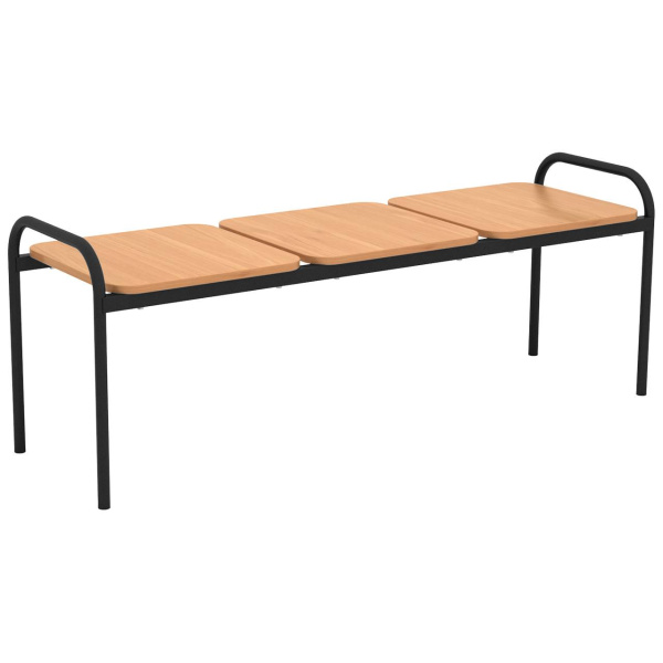 Банкетка жесткая 1300*400*400мм, м/к черный, ЛДСП ольха, М763