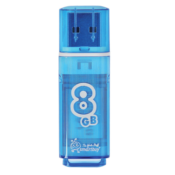 Флэш-диск 8 GB, SMARTBUY Glossy, USB 2.0, синий, SB8GBGS-B