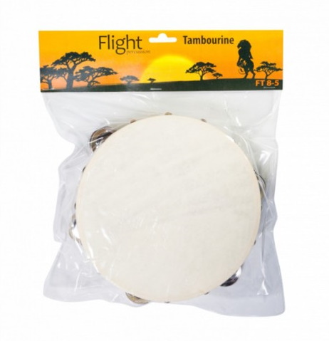 Тамбурин FLIGHT FT 8-5 с 5 джинглами, Размер: 8' (20cм) Состав: дерево, металл