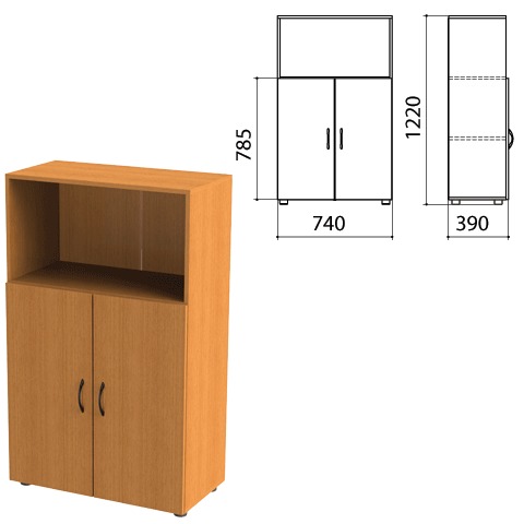 Шкаф полузакрытый "Фея", 740х390х1220мм, цвет орех милан (ШФ13.5+2*ДФ13.5)
