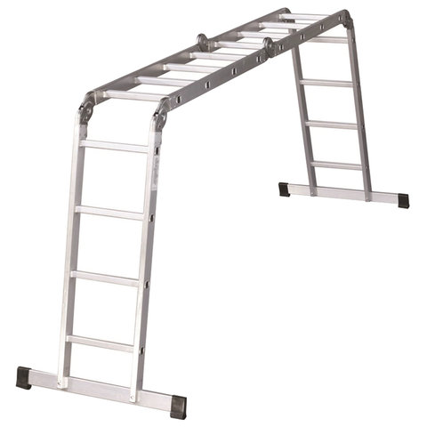 Лестница-трансформер алюминиевая 4х4 ступеней, высота 4,5 м (4 секции по 1,27 м), нагрузка 150 кг