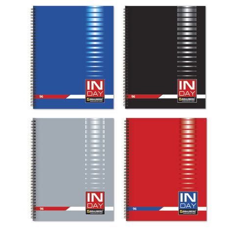 Тетрадь 96л. клетка на спирали BRAUBERG, обложка картон, "INDAY"