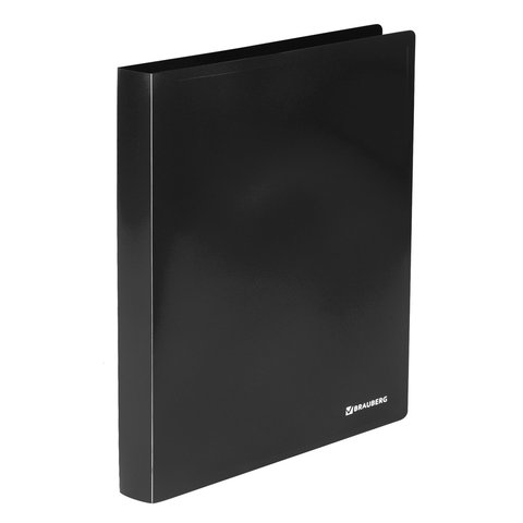 Папка на 2 кольцах BRAUBERG "Office", 32 мм, черная, до 250 листов, 0,5 мм, 98200