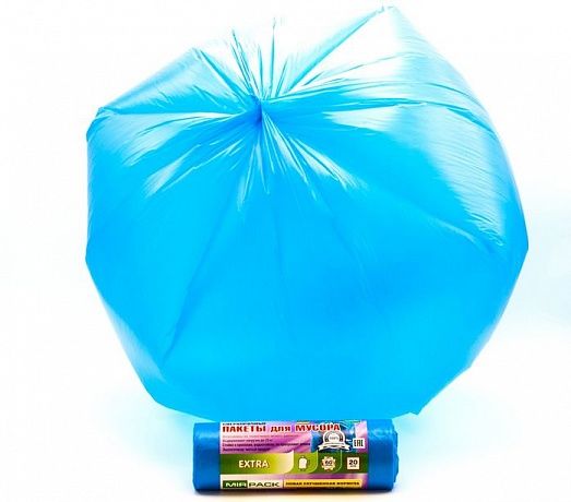 Мешки д/мусора 60л "EXTRA" в рулоне 20шт., ПНД 12 мкм, размер 60х70 см, синие ш/к 1232