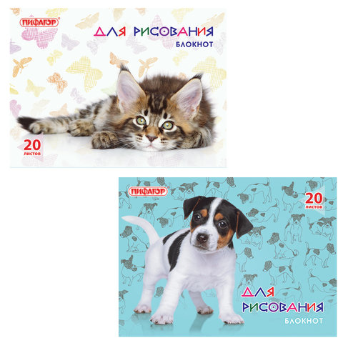 Блокнот для рисования А4 20л., обл. офсет, гориз. STAFF, ассорти (2 вида), ЕАС, (203х280), 126961