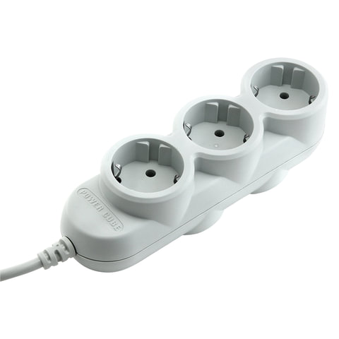Удлинитель POWER CUBE, 10 А, 3 розетки с заземлением + 2 розетки без заземления, 5 м, 3x1,00 мм, 220