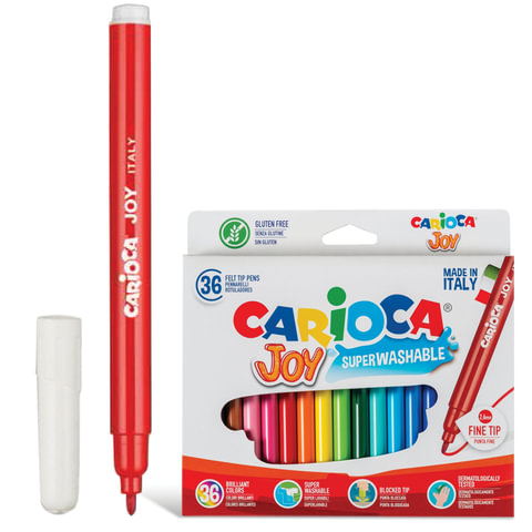 Фломастеры CARIOCA "Joy" (Италия), 36 цветов, суперсмываемые, вентилируемый колпачок, картонный конв Фломастеры CARIOCA "Joy" (Италия), 36 цветов, суперсмываемые, вентилируемый колпачок, картонный конв
