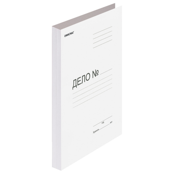 Скоросшиватель картонный ОФИСМАГ, гарант. пл. 280г/кв.м. белый (на200л.)