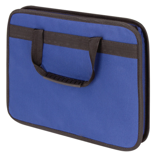 Папка на молнии с ручками STAFF, А4,  твердые стенки, ткань, синяя, 228345