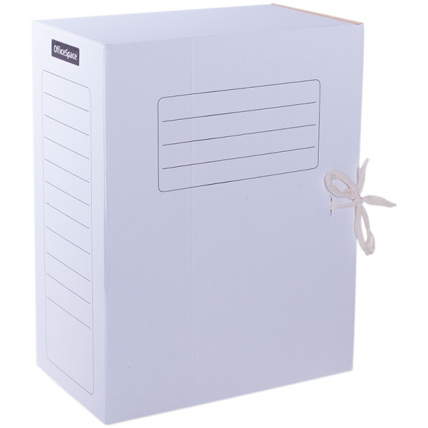 Папка архивная с завязками OfficeSpace 150мм, микрогофрокартон, белая, до 1400л.