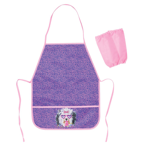 Фартук для труда и занятий творчеством BRAUBERG, с нарукавниками, дев, плотный, Пинк, 48*39см,104562