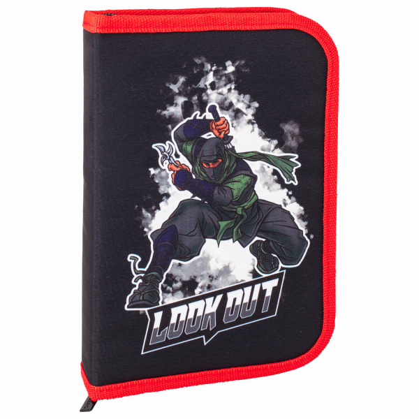 Пенал BRAUBERG, 1 отделение, 2 откидные планки, полиэстер, 21х14 см, "Ninja"