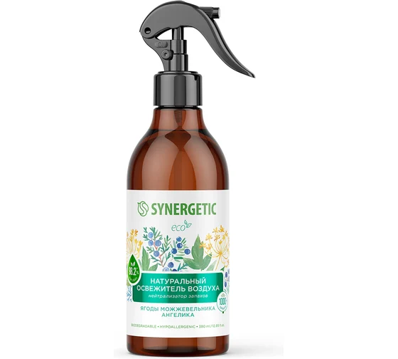 Освежитель воздуха SYNERGETIC 380мл  "Ягоды можжевельника и ангелика", биоразлагаемый, 900005