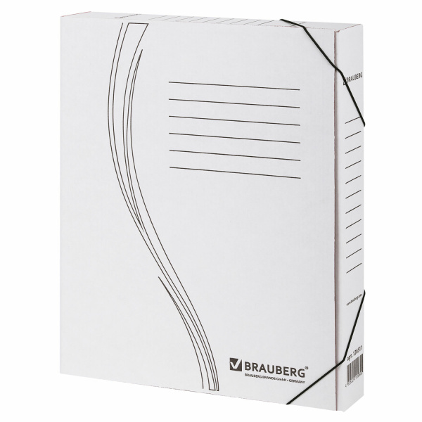 Накопитель документов, Папка с резинкой BRAUBERG, 45 мм, белый, до 400л., 126511