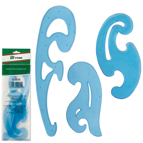 Лекало, набор 3 шт. СТАММ, 25 см, 17 см, 12 см, прозрачные, европодвес, ЛК01